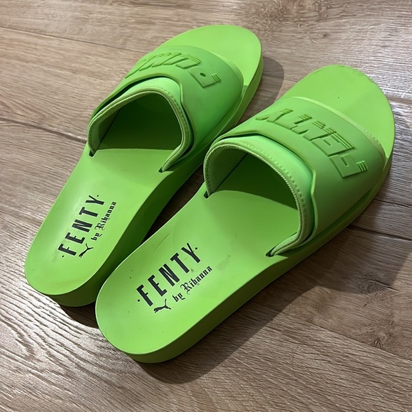 lime green fenty slides